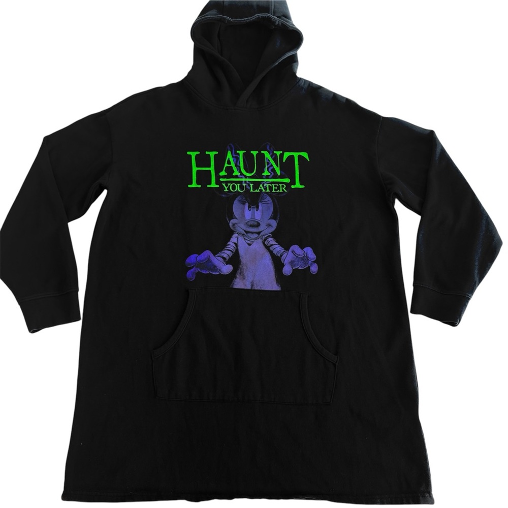 Disney Parks Halloween Minnie "Haunt You Later" Black Sweatshirt Hoodie XL 066